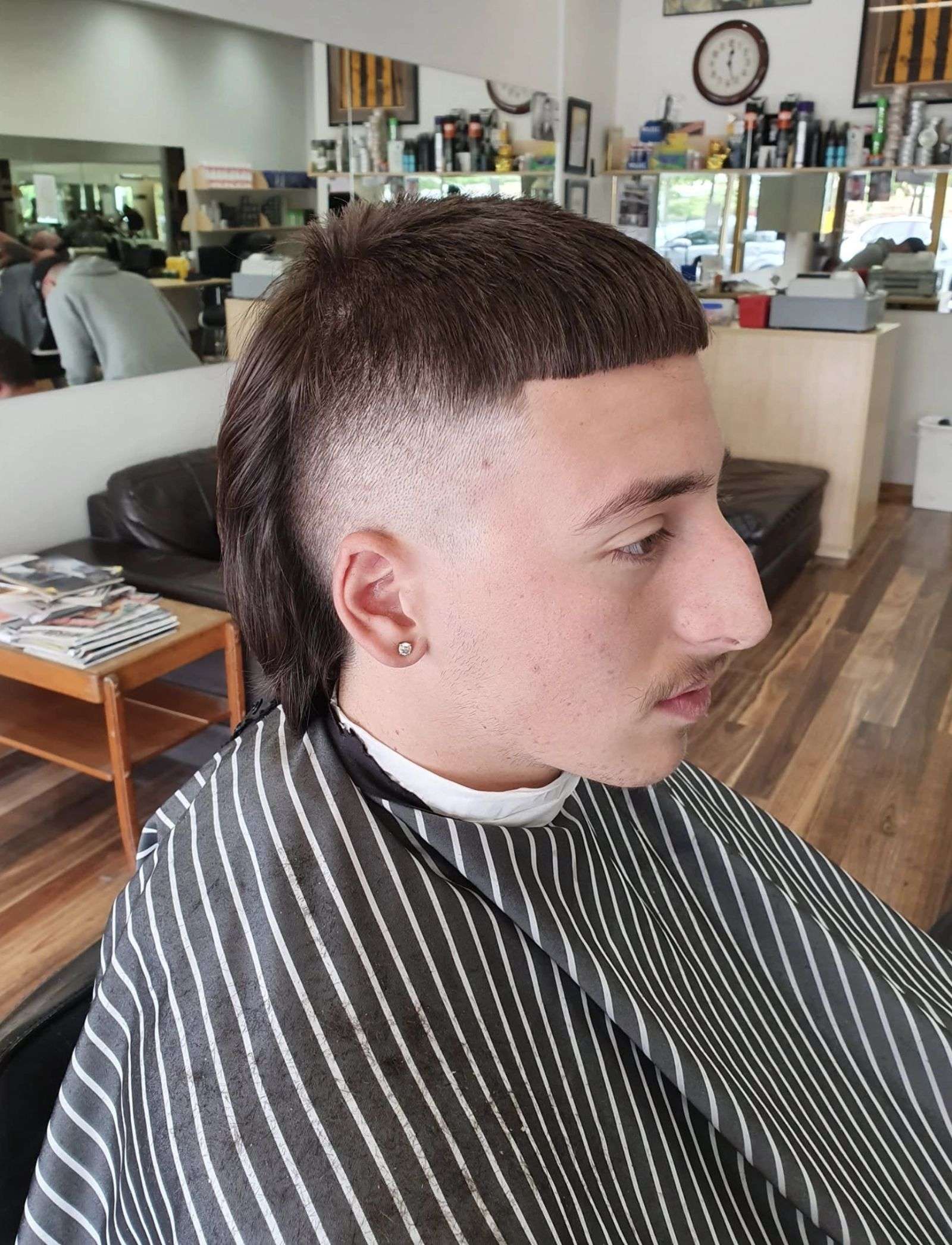 Modern mullet with burst fade